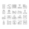 Medical Drugs Production Factory Icons Set Vector . Royalty Free Stock Photo