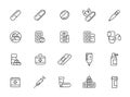 Minimal medicine line icon set