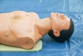 Medical dummy on CPR, in emergency refresher training to assist