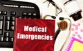 Medical emergencies. Text label on the reference book.