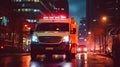 a Medical emergency ambulance driving during traffic jam on city road. rush hour concept. Ambulance. Generative Ai Royalty Free Stock Photo