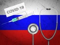 Medical equepment on Russia flag