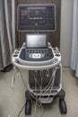 Medical equipment background, close-up ultrasound machine. Ultrasonic diagnostic apparatus, place for text Royalty Free Stock Photo