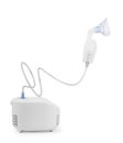 Medical equipment for inhalation with respiratory mask, nebulizer on a white background. Respiratory medicine. Asthma breathing Royalty Free Stock Photo