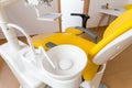 Medical equipment and stomatology concept, yellow dentistry