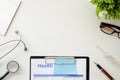 Medical equipment,White background with stethoscope office mockup.