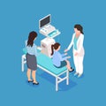 Medical examination of a child isometric vector illustration