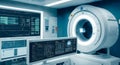 medical examination technology of future. Medical equipment of future. MRI scan machine, future medicine concept. human enhanced.