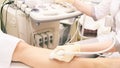 Medical examination. Ultrasonography. Patients leg Royalty Free Stock Photo