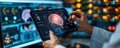 Medical expert examining detailed data on brain functionality in a modern research facility, highlighting tech-driven analysis