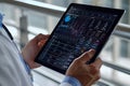 Medical experts analyze health statistics on digital tablets, It is modern health care with advanced information technology