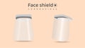 Medical face mask or shield. Transparent plastic glasses.