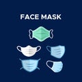 Medical Face Mask or Surgical Face Mask Vector For Protection From Virus Royalty Free Stock Photo