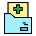 Medical family folder icon color outline vector