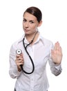 Medical female doctor showing stop gesture Royalty Free Stock Photo