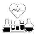 medical flasks beaker heartbeat