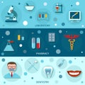 Medical flat banners Royalty Free Stock Photo