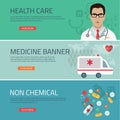 Medical flat banners set vector illustration Royalty Free Stock Photo