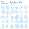 Medical flat icon set, healthcare symbols collection, vector sketches, logo illustrations, pharmacy signs blue gradient