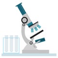 Medical flat illustration of microscope Royalty Free Stock Photo
