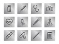 Medical Flat Line Icons Design On Metal Texture Background. Royalty Free Stock Photo