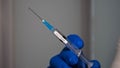 Medical flu shot, covid-19 vaccine. Medicine in a syringe for a viral disease. 14.01.2020 Ukraine