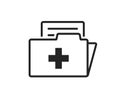 Medical folder line icon. Patient card and medical record symbol. Isolated vector image