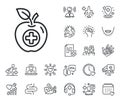 Medical food line icon. Health apple sign. Online doctor, patient and medicine. Vector