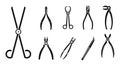 Medical forceps icons set, simple style