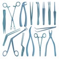 Medical forceps isolated cartoon set icon. Vector illustration surgical tool on white background. Vector cartoon set