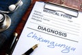 Medical form with diagnosis Chikungunya.