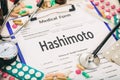 Medical form, diagnosis hashimoto thyroiditis Royalty Free Stock Photo