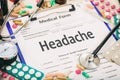 Medical form, diagnosis headache Royalty Free Stock Photo