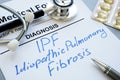 Diagnosis IPF idiopathic pulmonary fibrosis Royalty Free Stock Photo