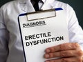 Medical form with Erectile dysfunction ED diagnosis