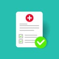 Medical form list with result data flat icon design vector Royalty Free Stock Photo