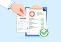 Medical form list with results data, insurance template. Hospital bills payment. Modern flat vector use illustration