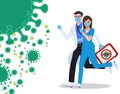 Medical front liners character vector concept design. Medical doctor and nurse character fighting corona virus Royalty Free Stock Photo