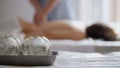 Medical glass cups in the massage room on the background of physiotherapy