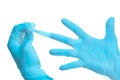 Hands with Blue Medical Gloves