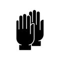 Medical gloves black glyph icon