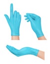 Medical gloves. Blue rubber gloves for doctor hands hospital latex surgeon tools for infection and viruses protection