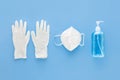 Medical gloves mask and alcohal gel sanitizer