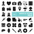 Medical glyph icon set, medicine symbols collection, vector sketches, logo illustrations, pharmacy signs solid