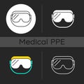 Medical goggles dark theme icons set Royalty Free Stock Photo