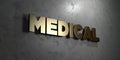 Medical - Gold sign mounted on glossy marble wall - 3D rendered royalty free stock illustration