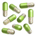 Medical green capsule with granules