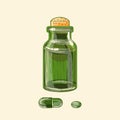 Medical green glass wide bottle