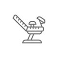 Medical gynecological chair, pregnancy line icon.