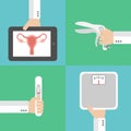 Medical gynecology and pregnancy flat design set